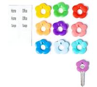 9PCSKey Covers Caps,Cute Silicone Key Cap Tags,2.5cm Keys Identifiers with Labels,Colourful Flower Ke-y Identifier Sleeve,Soft,Stretchy Keys Accessories,NotSuitableFor Irregularly Shaped Ke-y