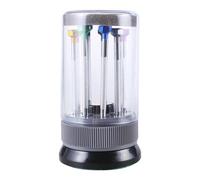 9Piece Screwdriver Set Colorful with Rotating Base 9pcs Spare Bits in Storage Case for Watch Phone Glasses Maintenance Mechanical Workshop Equipment