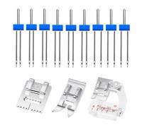 9Pieces Twin Needle and 3 Presser Feet Set Sewing Machine 2/90 3/90 Double for Creative Enthusiasts