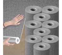 9Roll 3mm Thick Thermal Insulation Black Grey Self-Adhesive Linen Textured Effect Wallpaper Room Cold-Proof Wall Panels Peel and Stick Wallpaper, Waterproof PE Foam for Living Room, Bedroom