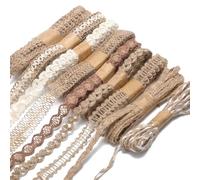9Rolls Ribbons for Flower Bouquets, Hessian Ribbon, Meters Jute Ribbon for DIY Sewing