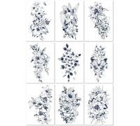 9sheets Herbal Juice Semi-Permanent Flower Tattoo Sticker Sexy Flower Arm Back Non-Reflective Tattoo