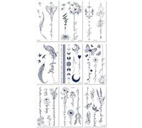 9sheets Herbal Tattoo Sticker Flower Line Animal Semi-Permanent Waterproof Arm Juice Tattoo