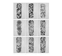 9sheets Herbal Tattoo Stickers Waterproof Non-Reflective Semi-Permanent Simulation Tattoos Hand Flower Arms Old Traditional Men And Women