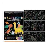 9Sheets of Magic Rainbow Scratch Art Cards with Wooden StylusDouble-Sided Use 5 Design Themes for Party Bag Fillers Fun Family Activity Party Crafts Birthday Gifts Encouraging Artistic Imagination (E)