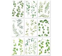 9sheets Waterproof Temporary Tattoo Stickers Featuring Vines, Green Plants, Artificial Flowers And Leaves, And Simulated Pothos Leaves.