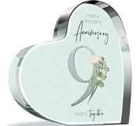 9th Anniversary Acrylic Heart Plaque for Wife or Husband, 9 Years Together
