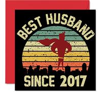 9th Anniversary Card for Husband from Wife - Best Husband Since 2017 - I Love You Gifts, Happy 9th Wedding Anniversary Cards for Partner, 145mm Greeting Cards Anniversaries