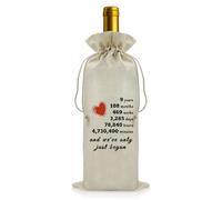 9th Anniversary Wine Bags for Him Her 9 Years Anniversary Wine Bottle Bag Gift 9th Wedding Anniversary Present for Couple wedding Anniversary for Wife Husband 9th Anniversary Present for Him Her