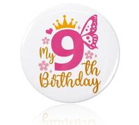 9th Birthday Badge, Birthday Girl Badge, Celebrate Your Little Princess's Special Day with a Sparkling, Party Accessor, Celebration Decoration