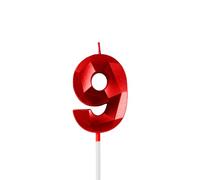 9th Birthday Candles for Cake,Red Number 9 Candle Decorations Birthday Party,3D Design Birthday Candle for Girls Boys 9th Birthday Theme Anniversary Supplie Decorations