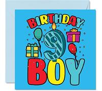 9th Birthday Card Boy - Birthday Boy - Card 9 Year Old Boy, Boys Cards for Him, 145mm Greeting for Son Brother Grandson Nephew Cousin God Son