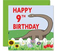 9th Birthday Card Boy - Dinosaur Birthday Card - Happy 9 Year Old Boy, Boys Cards for Him, 145mm Greeting for Son Nephew Grandson Kid Children