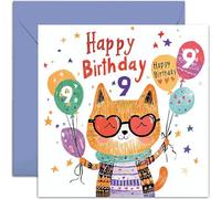 9th Birthday Card for Boy Girl - Fun Dog Birthday Card for 9 Year Old Girl or Boy - Cute and Sweet Age 9 Cards - Grandson Granddaughter Niece Nephew