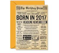 9th Birthday Card for Girls Boys - Bday Press Newspaper 2017 - Happy 9 Birthday Cards for Daughter Cousin Son Sister Nephew Brother, A5 Bday Greeting Cards