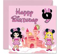 9th Birthday Card Girl - Fantasy Castle Mouse - Happy Birthday Card 9 Year Old Girl, Girls Cards for Her, 145mm Greeting for Daughter, Niece, Granddaughter, Sister, God Daughter