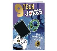 9th Birthday Card, Tech Theme With Jokes For Girls And Boys