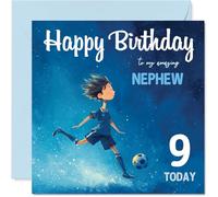 9th Birthday Cards for Boys - Football Boy - Happy Birthday Card for 3 Year Old Boy Nephew, 145mm Bday Greeting Cards