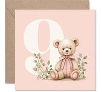 9th Birthday Cards for Girls - Number Bears - Happy Birthday Card for 9 Year Old Girl Sister Niece Daughter Step Daughter, 145mm Bday Greeting Cards