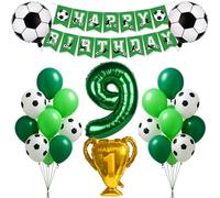 9th Birthday Decorations Set Football Birthday Decorations Balloon Decor Photo Backdrop for Boys Girls Kids Turning 9 Age 9 Football Party Party Supplies Celebration Decor Bunting Set Letter Banner