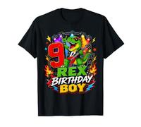 9th Birthday Dinosaur Rock Guitar Concert Boys 9 Years Old T-Shirt