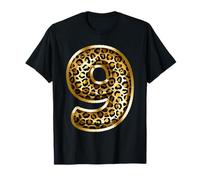 9th Birthday Gift Leopard Animal Print Kids Nine T-Shirt