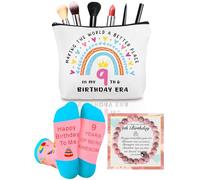 9th Birthday Gifts for Girls - Sweet Gifts for 9 Year Olds Girls Birthday Makeup Bag Bracelet Cotton Socks Sweet Presents for Age 9 Sister Daughter Granddaughter Niece Best Friend