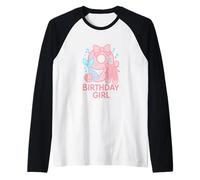 9th Birthday Girl Mermaid and Ballet Design Raglan Baseball Tee