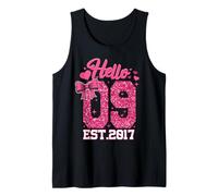 9th Birthday Girl Pink Coquette Bow Hello Nine 9 Years Old Tank Top