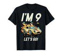 9th Birthday Im 9 Lets Go Race Car Nine Year Old Bday Boys T-Shirt