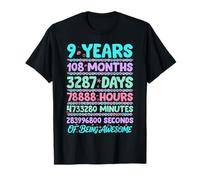 9th Birthday Mermaid Countdown 108 Months 9 Years Old Kids T-Shirt
