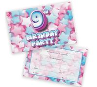 9th Birthday Party Invitations Kids - Sweet Marshmallow 20 Pack - Childrens Birthday Invitations for Boys/Girls A6 Bday Party Invites Invitation Cards with Folding Envelopes
