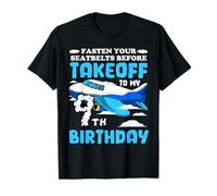 9th Birthday Plane Pilot Fasten Seatbelts Takeoff Airplane T-Shirt