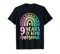 9th Birthday Shirt Girl Nine 9 Year Old Tie Die Birthday T-Shirt