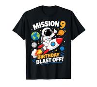 9th Birthday Space Mission Birthday Blast Off Astronaut Boys T-Shirt