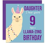9th Daughters Llama Birthday Card - Llamazing - Funny Llama Daughter Birthday Card for 9 Year old Kids Nine, Ninth