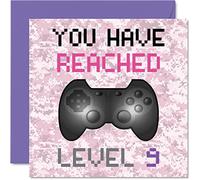 9th Gamer Birthday Card - You Have Reached Level 9 - Girls Birthday Cards, Kids Games Age 9 Greeting Cards, Video Game Gaming Daughter Son Niece Niece Sister 145mm