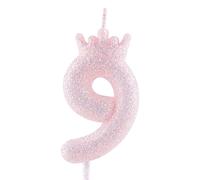9th Glitter Purple Crown Birthday Candles, Light Purple Birthday Number Candle for Cake Topper Decorations Girls Wedding Anniversary Celebration Happy Party Supplies