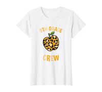 9th Grade Back to School Crew Leopard Print Value Graphic T-Shirt, Women, White, L