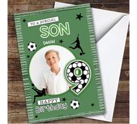 9th Son Football Photo Boys Custom Personalised Birthday Card - Personalised Birthday Card For 9th Birthday, Custom Birthday Card