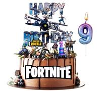 9th Video Game Happy Birthday Cake Topper, Paper Badge Party Supplies Decoration Supplies for Kids Adults Girls Boys