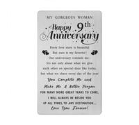 9th Wedding Anniversary Card Gifts for Her Wife, 9 Year Anniversary Card for Her, Happy 9th Anniversary Card for Wife Girlfriend, Woman 9 Year Anniversary Engraved Wallet Card