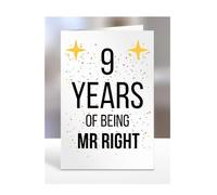 9th Wedding Anniversary Card, of being Mr Right, Gifts for Husband, Boyfriend, Fiance, Couple, Ideas, Men, Him, Male, Presents for Christmas, 9 years, A5-176b_9