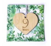 9th Wedding Anniversary Card - Romantic 9th Anniversary Handmade Gift with Wooden Heart Keepsake | Pottery Anniversary Present for Husband, Wife or Couple | Handmade Anniversary Card UK