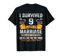 9th Wedding Anniversary shirt Couples Husband Wife 9 Years T-Shirt