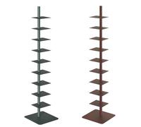 9Tier Metal Spine BookshelfTall Narrow Vertical Bookcase for Small Spaces Multipurpose Corner Design Ideal for Home Office & Book Display (Dark Red)