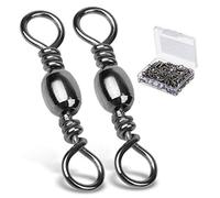 9Tong 50pcs High Strength Fishing Swivels, Stainless Steel SUS304 & Copper Alloy, 101lbs, Size2, Black