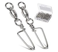 9Tong Rolling Swivel with Side Snap Stainless Steel Welded Ring for Fishing, Saltwater Standard 25pcs 18lbs