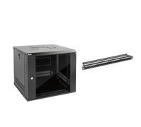 9U Black Cabinet & 1U 24-Port Cat6 Patch Panel