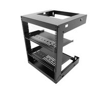 9U Wall Mount Open Frame 19 Inch Server Equipment Rack Wall Mountable Heavy Duty Design - Holds All Networking & AV Gear - Open Frame Includes 2 1U 12in Vented Shelves & Mounting screws (WALL RACK 9U)